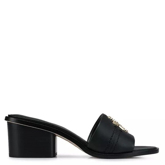 Tory Burch Black Sandals with Gold Logo - Picture 3 of 9